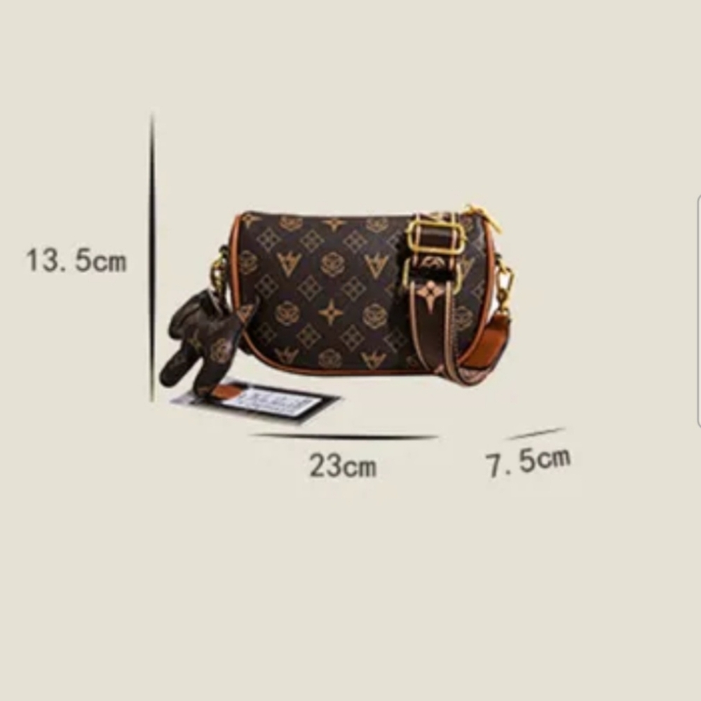 NEW Brown purse handbag dog keychain and dust bag Crossbody Discounted Shipping - Picture 8 of 12